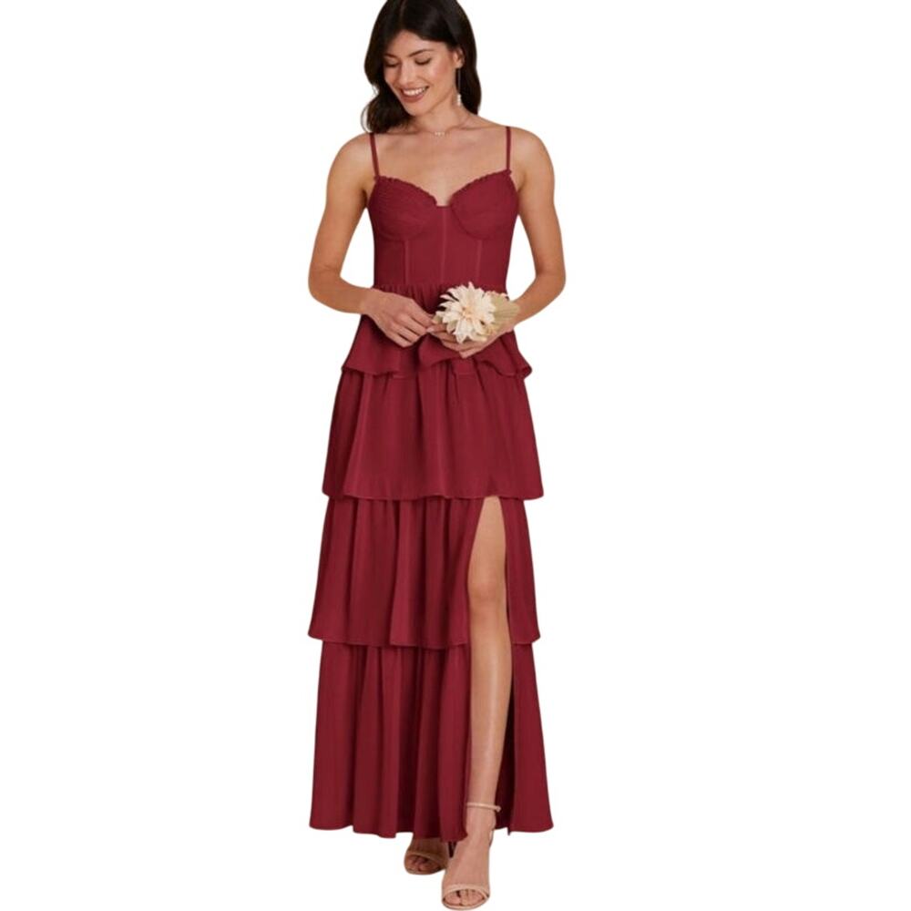 BIRDY GRAY LOLA BRIDESMAID BURGUNDY DRESS, SIZE S *